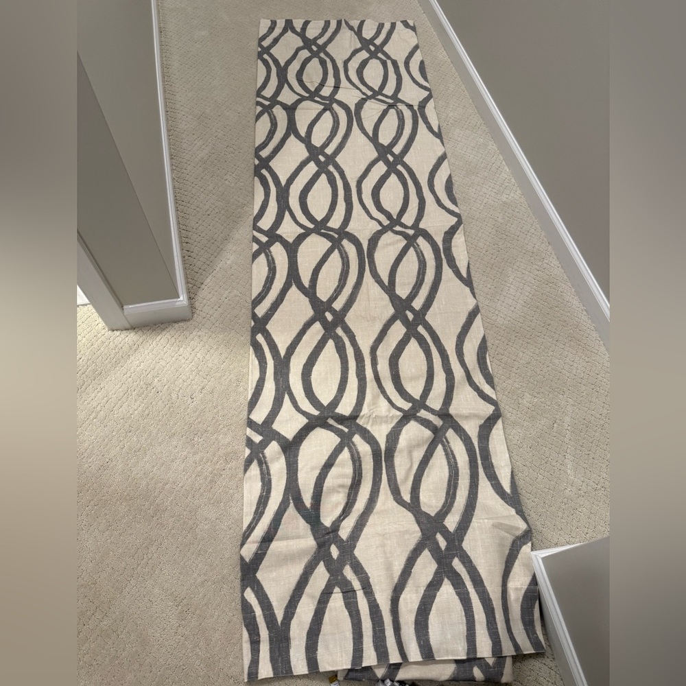 West Elm Scribble gray Lattice curtains set of 2- 86”
